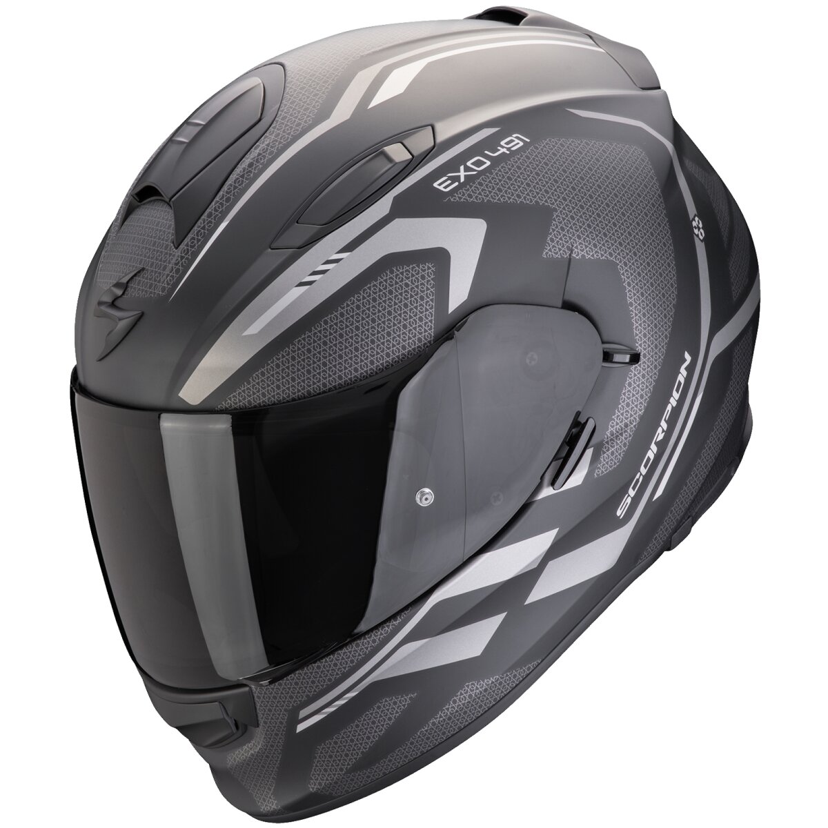 Scorpion Exo 491 Kripta Casque intégral Noir Mat Argent 130 80