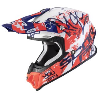 Scorpion VX-16 Air Oratio bianco opaco / blu / rosso