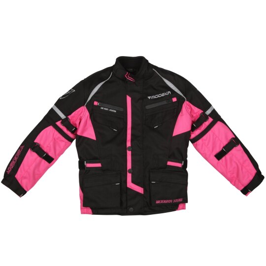 Modeka Tourex II giacca in tessuto nero / rosa Kids 152