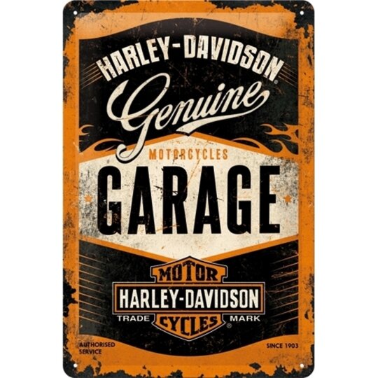 Insegna di latta Harley Davidson Garage 20 x 30 cm