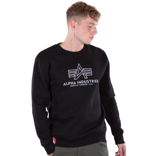 Alpha Industries Basic Sweater Embroidery schwarz / weiss XL