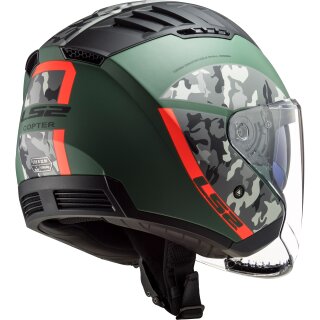 LS2 OF600 Copter Jet Helmet Crispy verde militare / arancione L