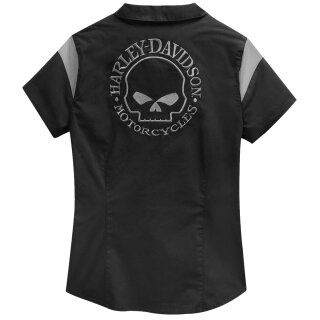 Camisa HD Skull Logo Zip-Front Señoras negro S