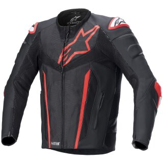 Alpinestars Fusion Giacca di pelle da motociclista uomo nero / rosso fluo 48