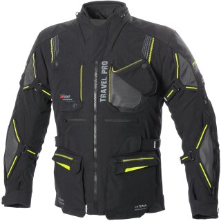 Chaqueta textil BÜSE Travel Pro para hombres negro / amarillo 48