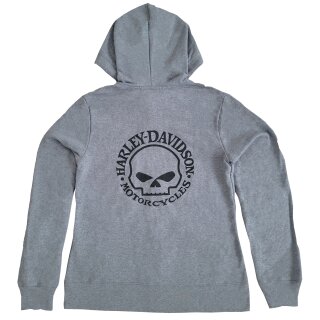 HD Special Skull Zip Front Hoodie Damen grau L