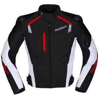 Chaqueta textil Modeka Lineos negro / blanco / rojo XS