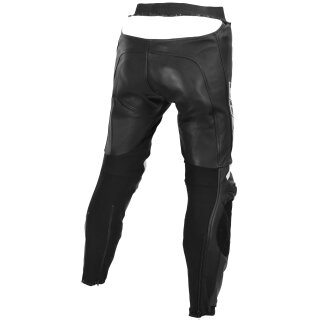 B&uuml;se Track Pantalon en cuir noir / blanc femme