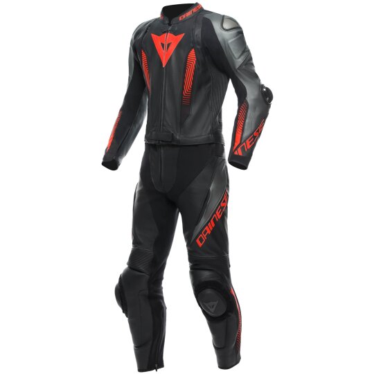 Dainese Laguna Seca 5 2 tlg. Lederkombi schwarz / anthrazit / fluo-rot 48