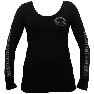 HD Henley Longsleeve Skull schwarz Damen M