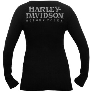 HD Henley manica lunga Skull nero donna XL