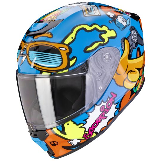 Scorpion Exo-JNR Air Fun Integralhelm Blau / Orange