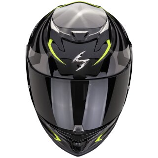 Scorpion Exo-520 Evo Air Terra Casco moto Nero / Argento / Giallo Neon