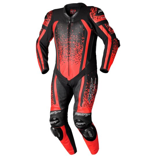 RST Pro Series EVO Airbag Tuta in pelle rosso neon / nero