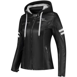 Rusty Stitches Joyce Hooded V2 Lederjacke Schwarz / Weiss Damen 38