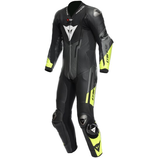 Dainese Misano 3 D-AIR® Combinaison cuir perf. noir / anthracite / jaune fluo