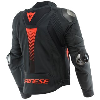 Dainese Super Speed 4 Chaqueta de cuero negro mate / rojo fluo 50