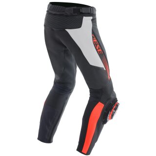 Dainese Super Speed Pantalón de cuero perf. negro / blanco / rojo fluo