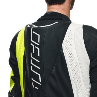 Dainese Audax D-Zip 1 tlg. Perf. Lederkombi schwarz / fluo-gelb / weiß 50