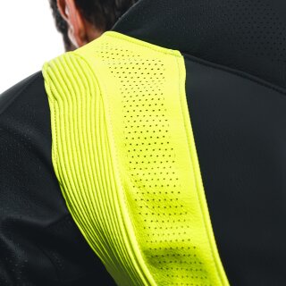 Dainese Audax D-Zip 1 tlg. Perf. Lederkombi schwarz / fluo-gelb / weiß 50