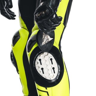 Dainese Audax D-Zip 1 tlg. Perf. Lederkombi schwarz / fluo-gelb / weiß 50