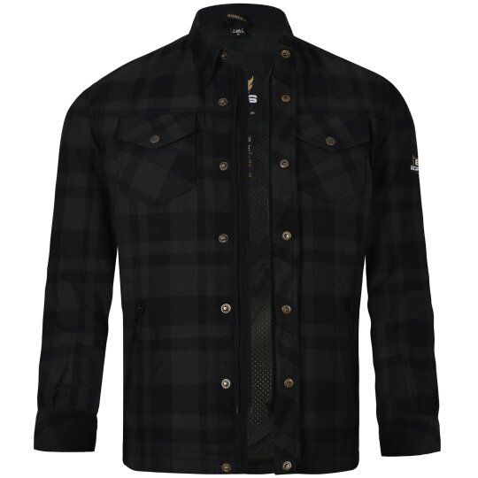 Bores Lumberjack Chaqueta-camisa basic negro / gris oscuro hombres 5XL