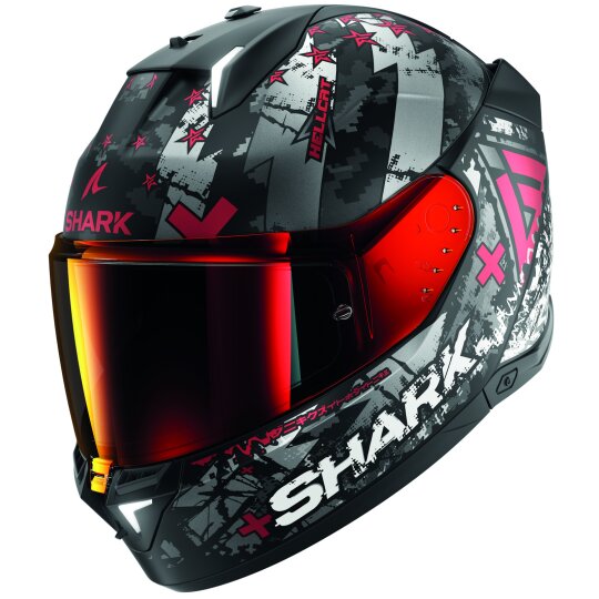 Shark SKWAL i3 Hellcat noir mate / chrome / rouge XXL