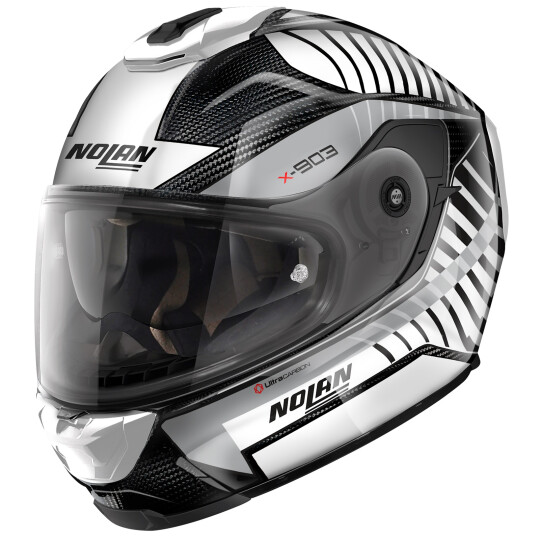 Nolan X-903 Ultra Carbon Starlight N-Com carbono blanco / plata Casco Integral M