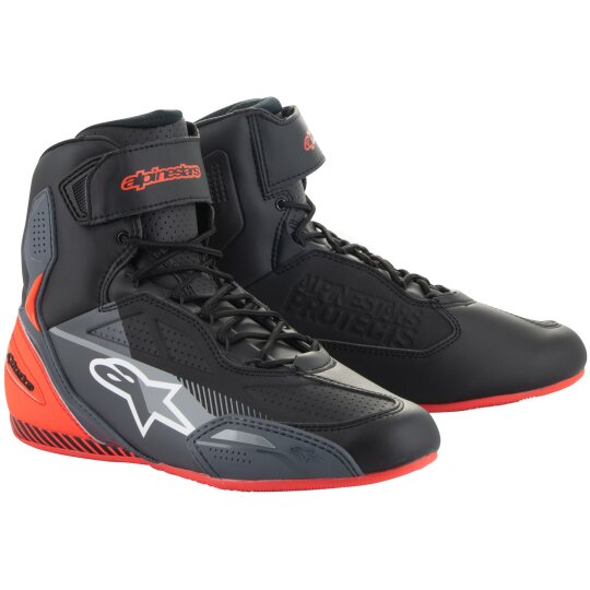 Alpinestars Faster-3 Motorradschuhe schwarz / grau / rot-fluo 42