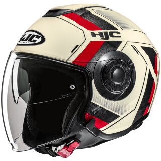 HJC i40N Casque Jet - Velu MC1 Blanc / Rouge / Noir