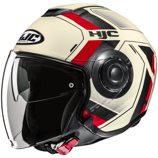 HJC i40N Casco Jet - Velu MC1 Blanco / Rojo / Negro L