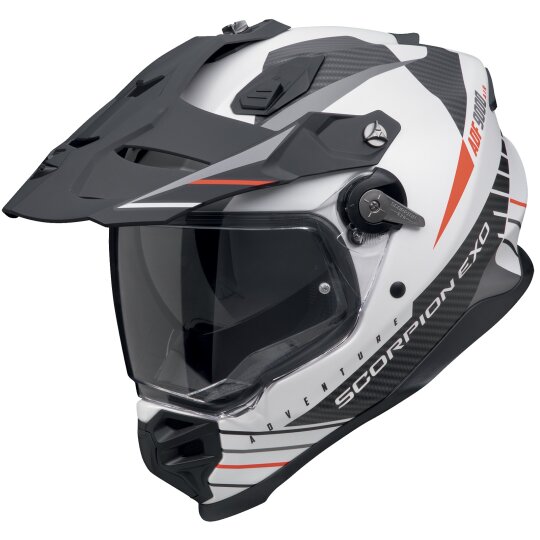 Scorpion Exo-ADF-9000 AIR Feat Casque dAdventure Blanc Mat / Noir / Rouge