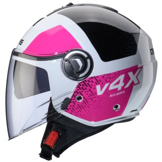 Caberg Riviera V4 X Casque jet Alpha Blanc / Noir-Fuchsia