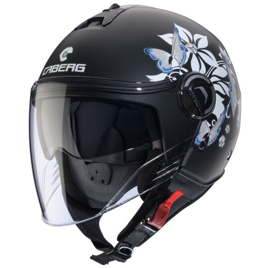 Caberg Riviera V4 X Mia Jet Helmet Matte Black / White-Grey-Light Blue