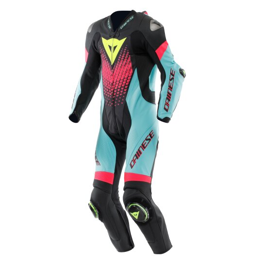 Dainese Laguna Seca 6 Combinaison en Cuir 1 Pièce Noir / Bleu / Rose