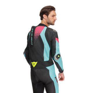 Dainese Laguna Seca 6 Combinaison en Cuir 1 Pièce Noir / Bleu / Rose