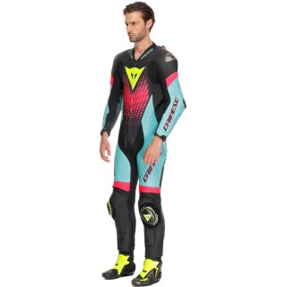 Dainese Laguna Seca 6 Tuta in Pelle 1 pezzo Nero / Blu / Rosa