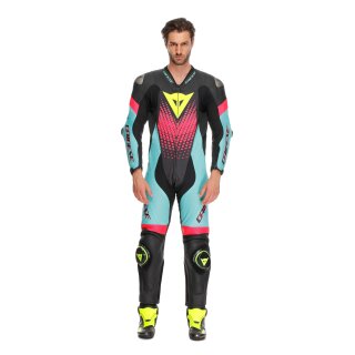 Dainese Laguna Seca 6 Tuta in Pelle 1 pezzo Nero / Blu / Rosa