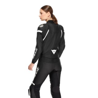 Traje de Cuero Dainese Fluminea 2 Piezas Negro / Blanco