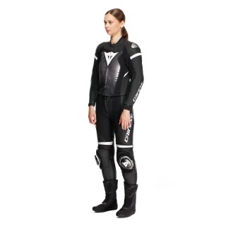 Combinaison en Cuir Dainese Fluminea 2 Pièces Noir / Blanc