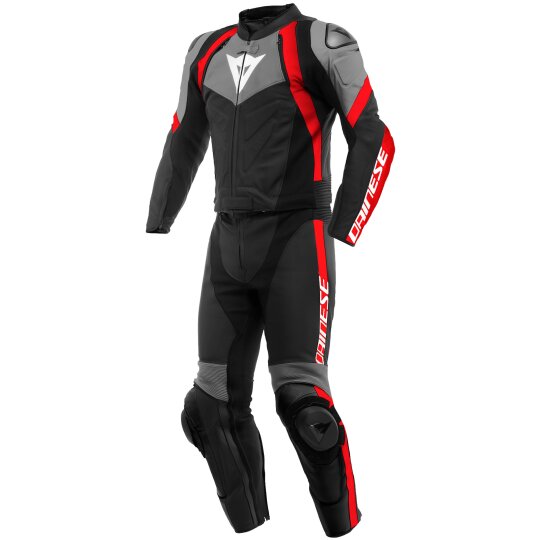 Dainese Avro 4 2 tlg. Lederkombi Schwarz / Antrazit / Lava-Rot