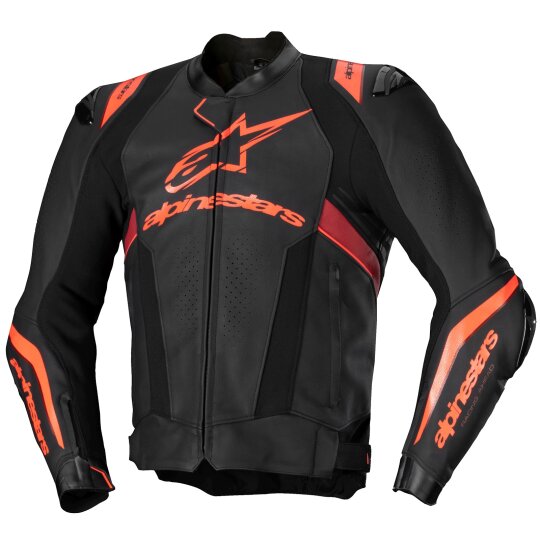 Veste en cuir Alpinestars Missile V3 Noir / Rouge Fluo / Rouge Foncé