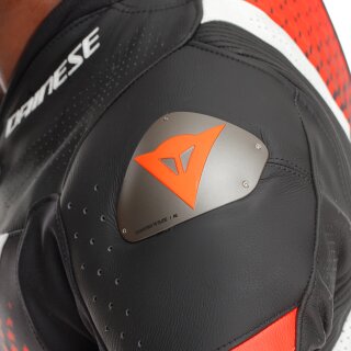 Dainese Laguna Seca 6 Mono de cuero de una pieza Negro / Blanco / Rojo Fluo