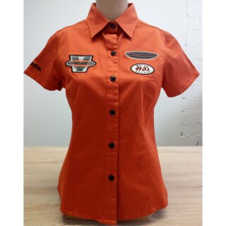 HD Stretch Woven Kurzarm Bluse Orange Damen M