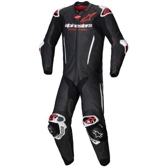 Alpinestars GP-R7 Traje de Cuero Monopieza Negro / Blanco / Rojo-Fluo 52