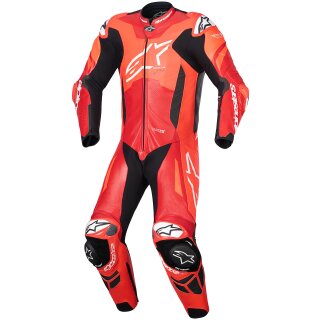 Alpinestars GP Plus V4 Sprint Mono de Cuero de 1 Pieza Rojo Fluo / Rojo Medio / Blanco 54