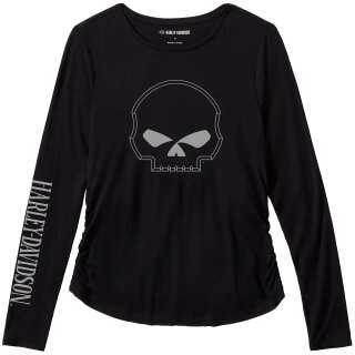 HD Willie G Skull Long Sleeve Raglan Top Damen Schwarz