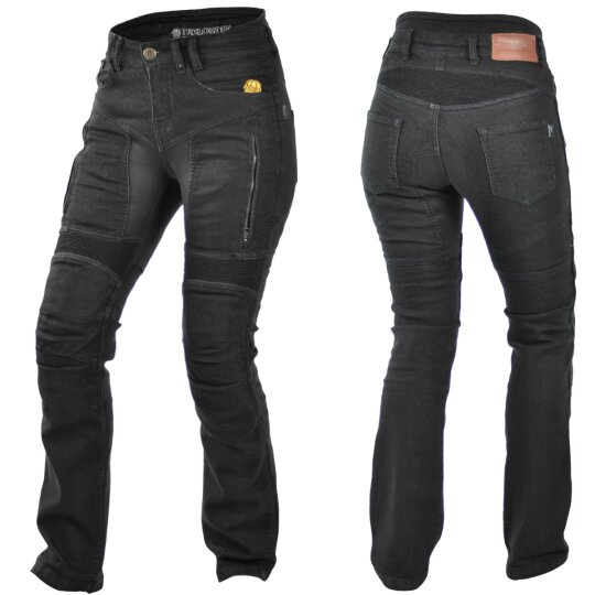 Trilobite Parado Motorrad-Jeans Doublelayer Damen Schwarz Regular 36/32