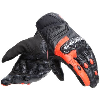 Dainese Carbon 4 Sporthandschuhe Kurz Schwarz / Fluo-Rot
