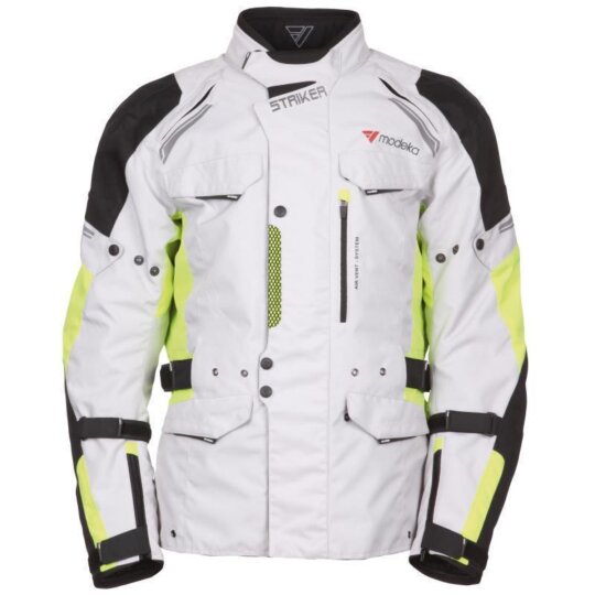 Veste en textile Modeka Striker gris clair / noir